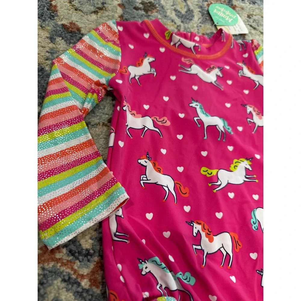 Hatley‎ Swimsuit Girls 6-9m Pink Unicorn UPF 50 Long Sleeve Rashguard NWT